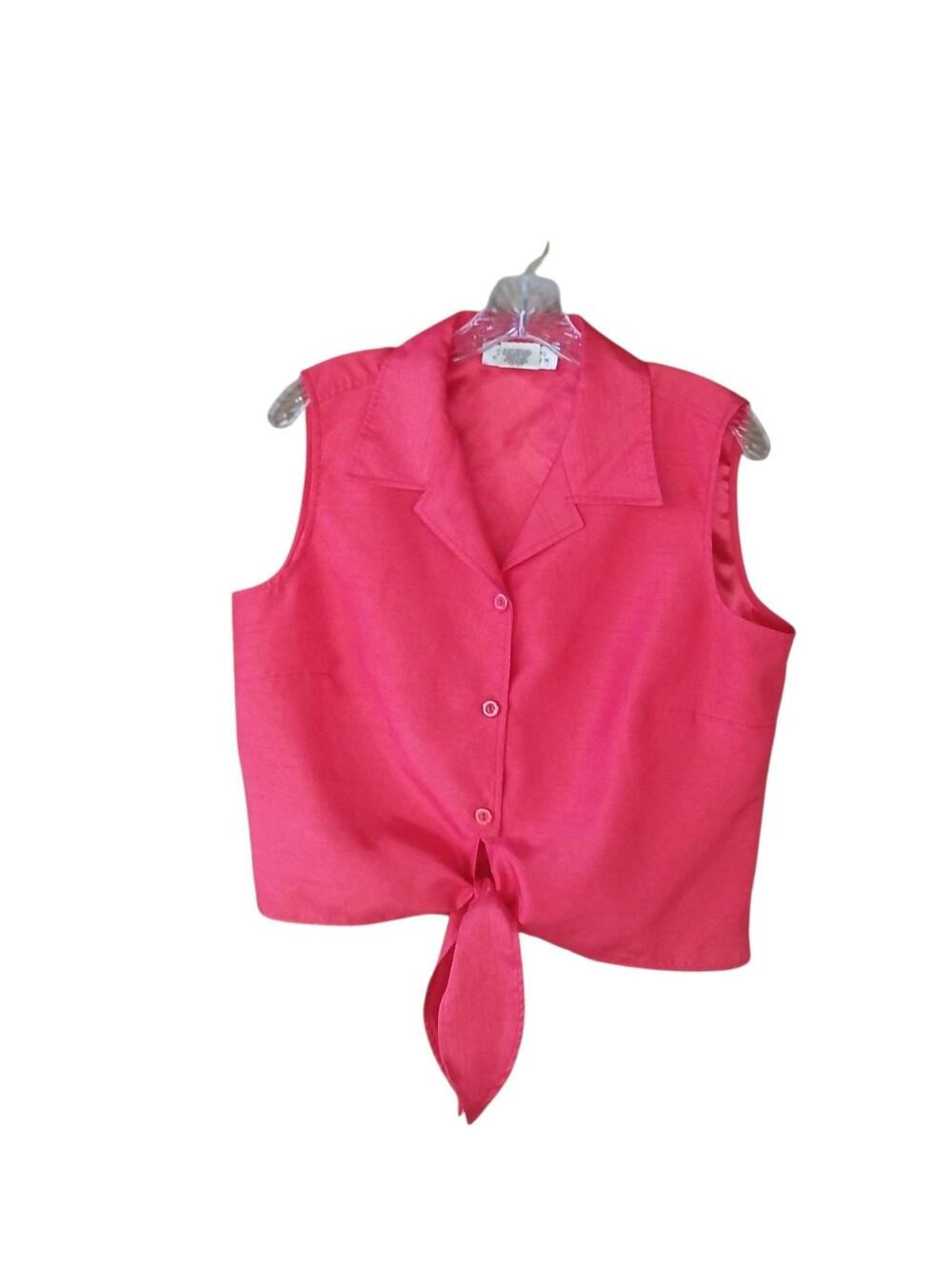 3/$12 Giorgio Fiorlini Red Sleeveless Satin Tie Front Blouse Size Large